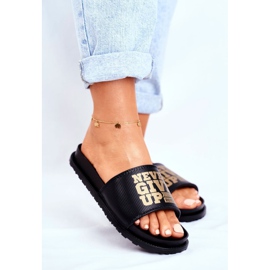 ADY Pantuflas de Mujer Never Give Up2 Gold Black negro 1 ADY Pantuflas de Mujer Never Give Up2 Gold Black negro 1