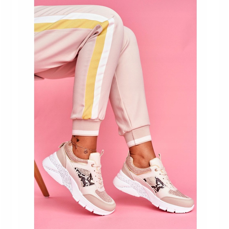 Zapatillas Deportivas Mujer Beige Glitter Lisbon 2