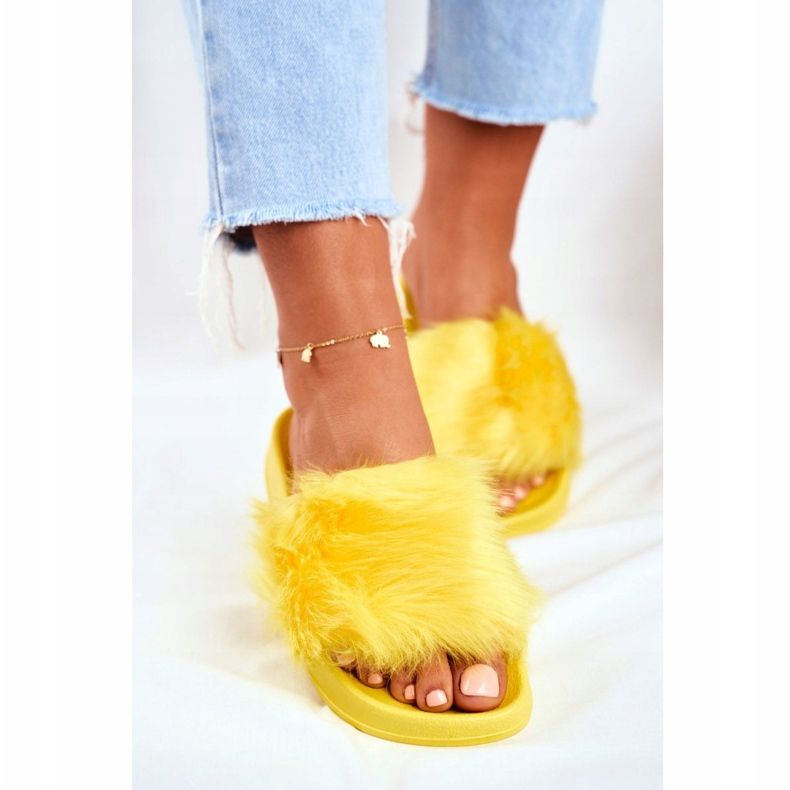 Pantuflas De Mujer Con Piel De Piel Amarilla amarillo 2