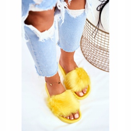 Pantuflas De Mujer Con Piel De Piel Amarilla amarillo 3