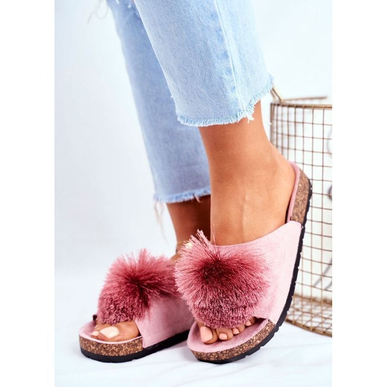 MSMG Pantuflas de Mujer con Pompón Rosa Galaxo 1