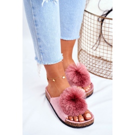 MSMG Pantuflas de Mujer con Pompón Rosa Galaxo rosado 3