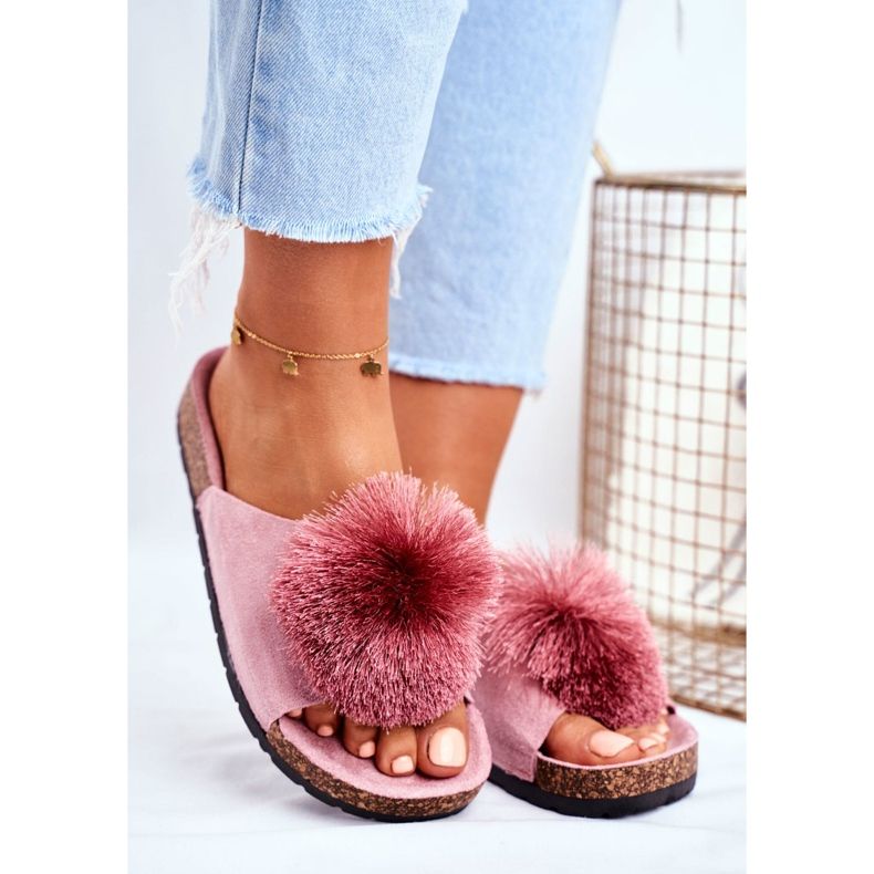 MSMG Pantuflas de Mujer con Pompón Rosa Galaxo rosado 2