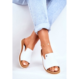 Pantuflas Mujer Elegante Cuero Blanco Nicole 2495 Pompey 2
