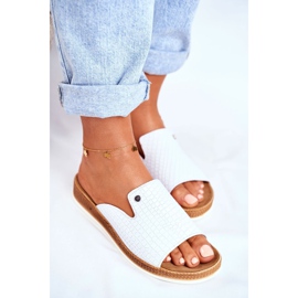 Pantuflas Mujer Elegante Cuero Blanco Nicole 2495 Pompey 4