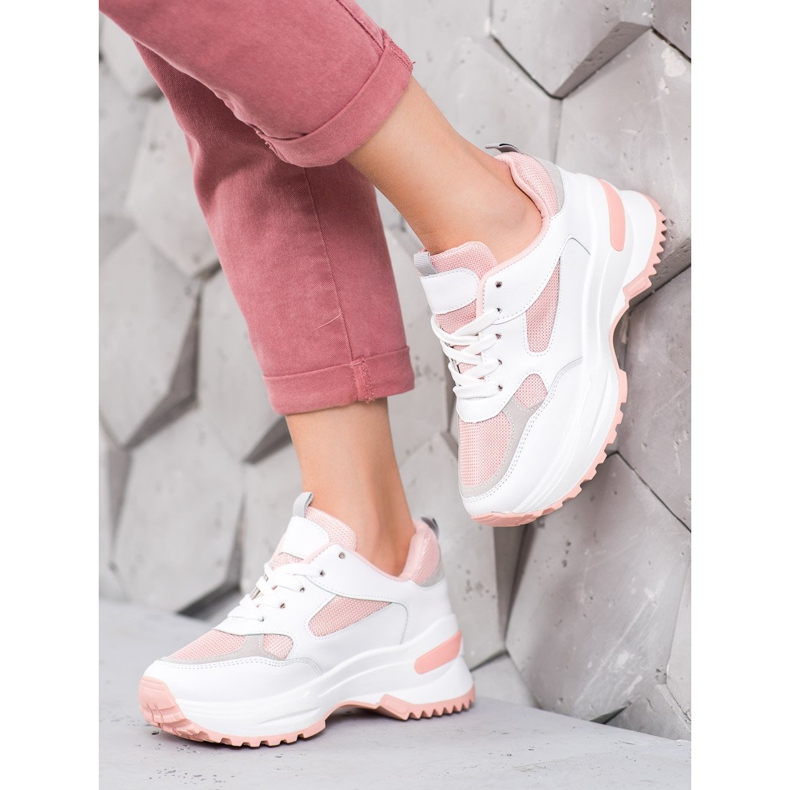 SHELOVET Zapatillas en blanco y rosa rosado 1