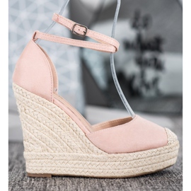SHELOVET Alpargatas altas en la cuña rosa 2