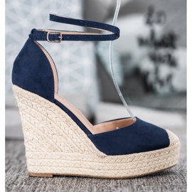 SHELOVET Alpargatas altas en la cuña azul marino 3