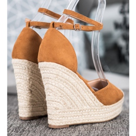 SHELOVET Alpargatas altas en la cuña marrón 1