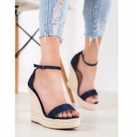 SHELOVET Sandalias de cuña sexy azul 3