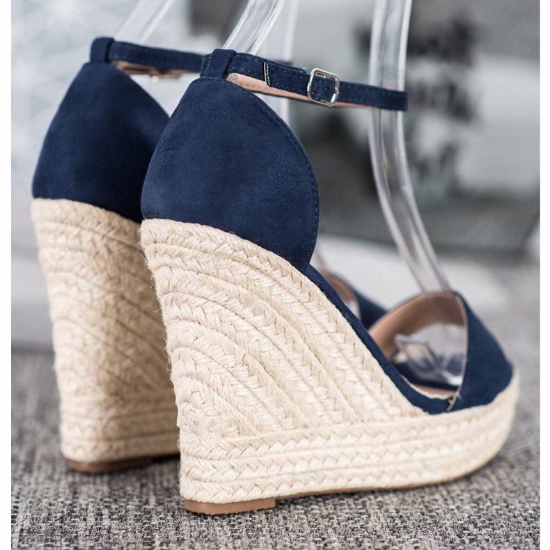 SHELOVET Sandalias de cuña sexy azul 1