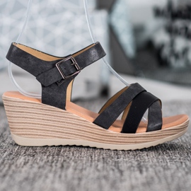 Sea Elves Sandalias ligeras de cuero ecológico negro 3