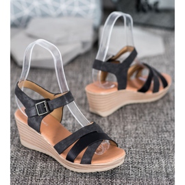 Sea Elves Sandalias ligeras de cuero ecológico negro 4