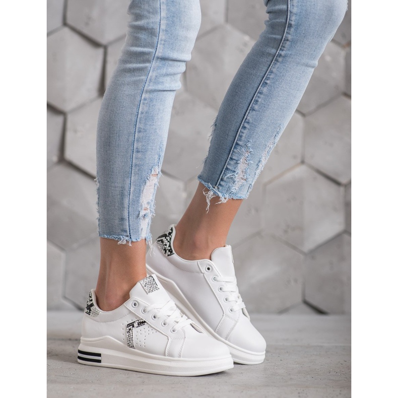 SHELOVET Calzado deportivo de cuero ecológico blanco 1