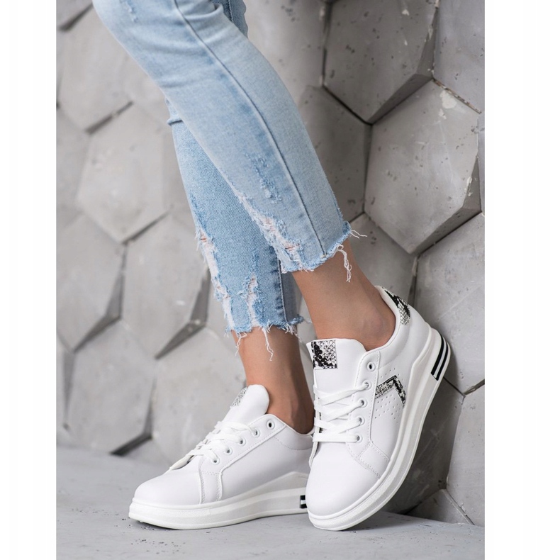 SHELOVET Calzado deportivo de cuero ecológico blanco 2