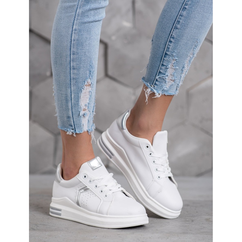 SHELOVET Calzado deportivo de cuero ecológico blanco 1