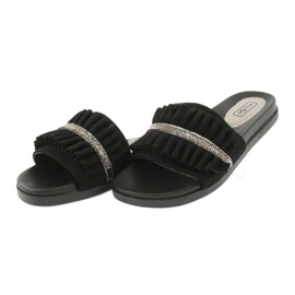 Filippo Chanclas negras con adornos y circones negro 2