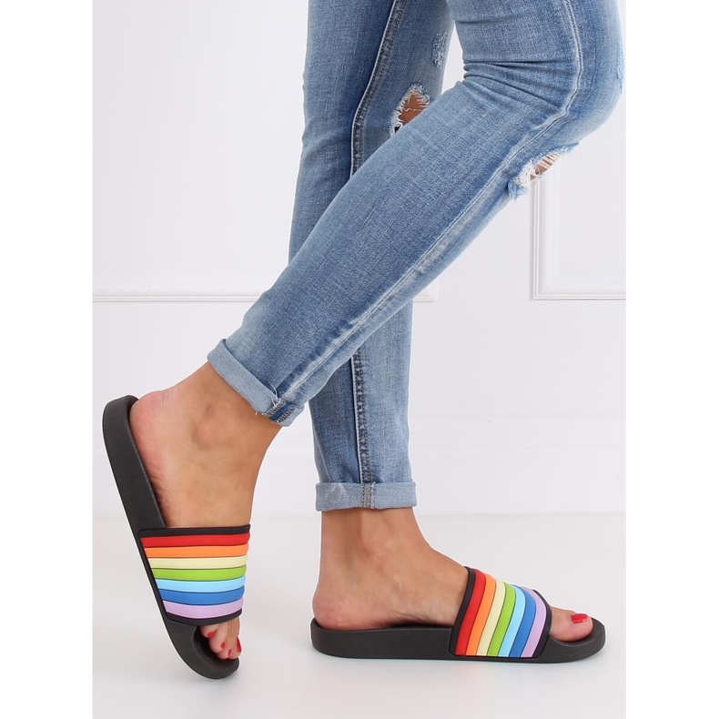 Pantuflas arcoíris negras T325P Negro multicolor 2 Pantuflas arcoíris negras T325P Negro multicolor 2
