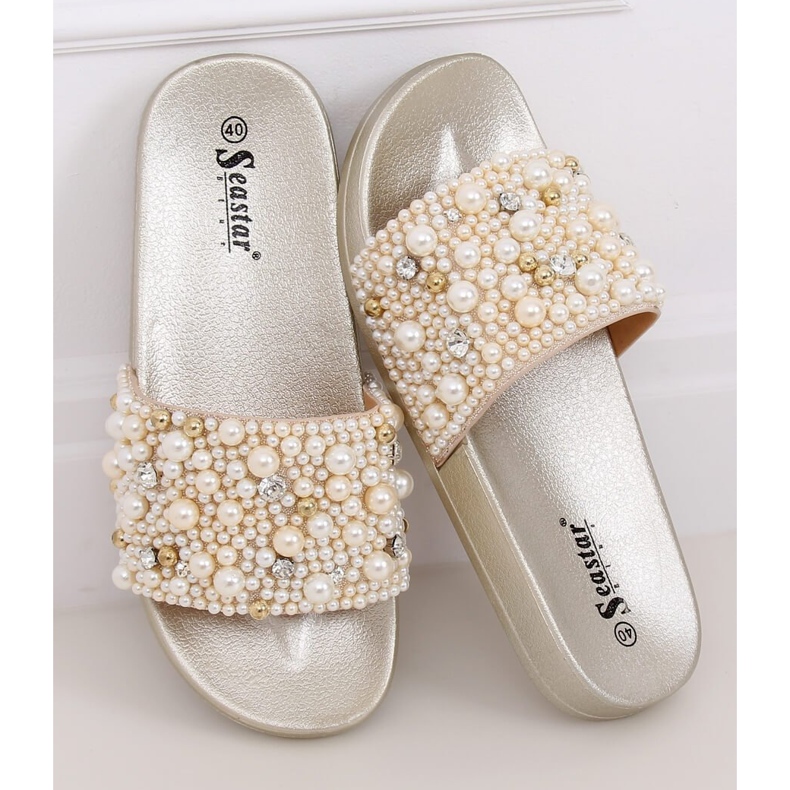 Pantuflas con perlas BG66 Gold dorado 2