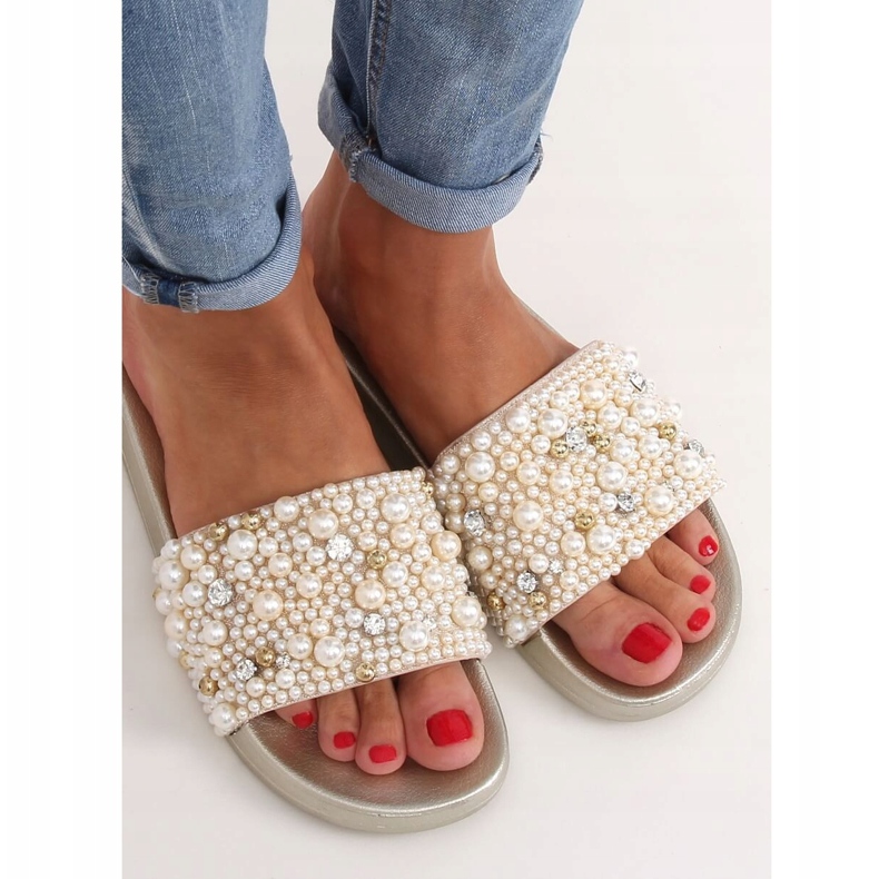 Pantuflas con perlas BG66 Gold dorado 1