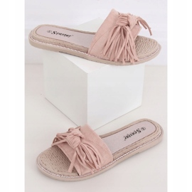 Pantuflas de mujer beige y rosa CK159 Pink rosado 2