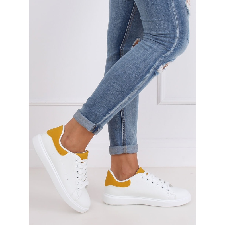 Zapatillas de mujer blancas LA85P Amarillo blanco 1 Zapatillas de mujer blancas LA85P Amarillo blanco 1