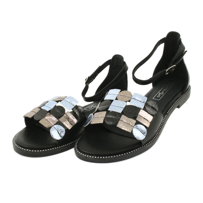 Sandalias de piel Filippo DS1286 / 20 MLT negro gris amarillo 2