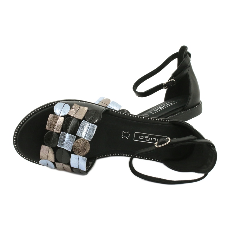 Sandalias de piel Filippo DS1286 / 20 MLT negro gris amarillo 4