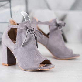 Botas VINCEZA con punta abierta atada gris 2