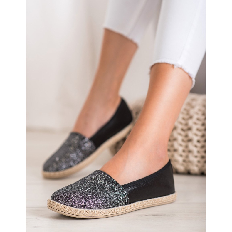 SHELOVET Slipons brillantes negro gris 2