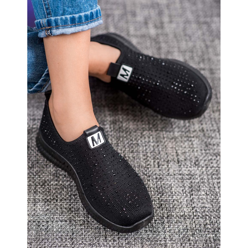 SHELOVET Slipons con cristales negro 1