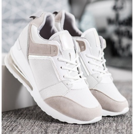 Weide Zapatillas de deporte de cuña de moda blanco gris 5