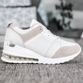 Weide Zapatillas de deporte de cuña de moda blanco gris 3