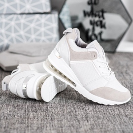 Weide Zapatillas de deporte de cuña de moda blanco gris 4
