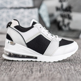 Weide Zapatillas de deporte de cuña de moda blanco negro 4