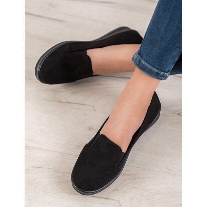 SHELOVET Slipons de gamuza negro 1