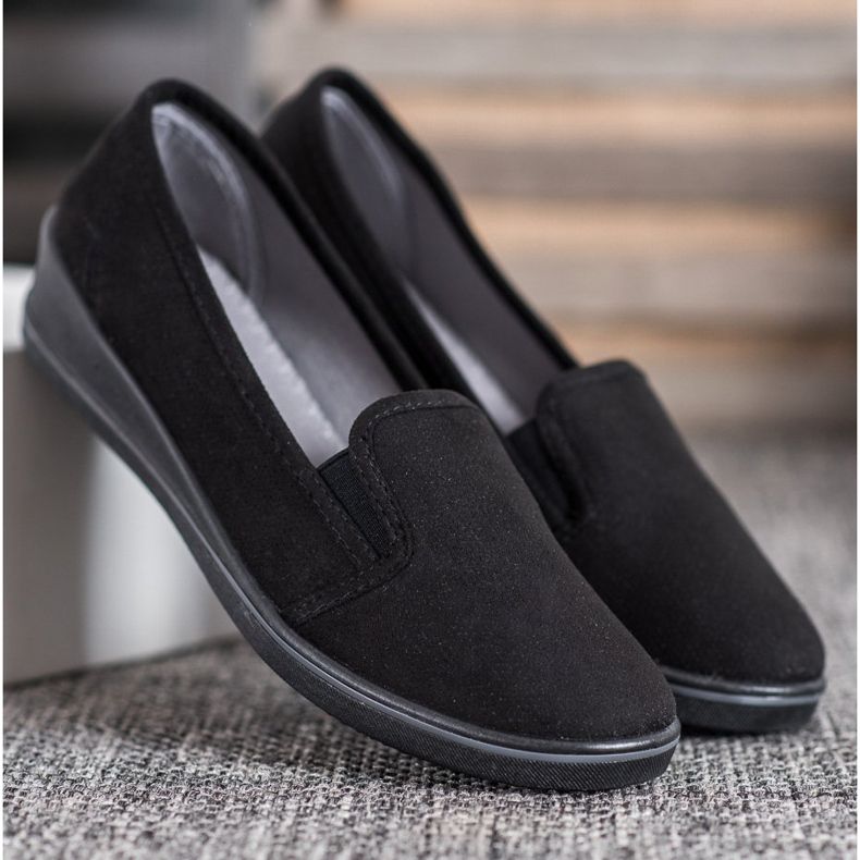 SHELOVET Slipons de gamuza negro 2
