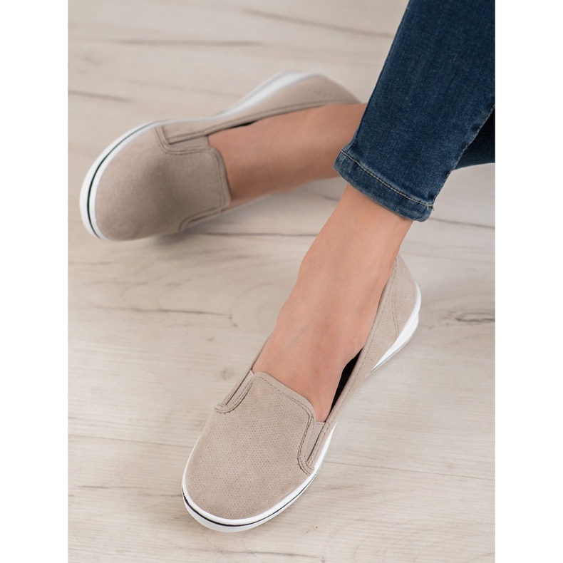 SHELOVET Slipons de gamuza marrón 1