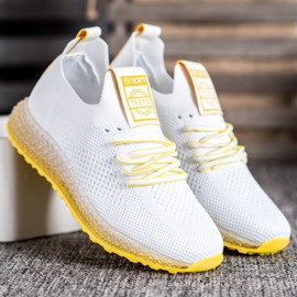 SHELOVET Zapatillas con suela amarilla blanco 3