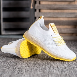 SHELOVET Zapatillas con suela amarilla blanco 4