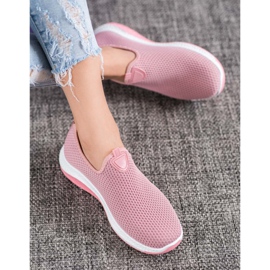 Renda Slipons calados en la plataforma rosado 1