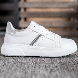 Renda Zapatillas con inserciones plateadas blanco 2