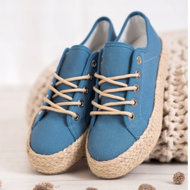 Kylie Zapatillas en una plataforma de paja azul 2