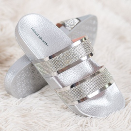 Ideal Shoes Pantuflas de Mujer con Circonita Cúbica gris 3
