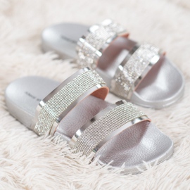 Ideal Shoes Pantuflas de Mujer con Circonita Cúbica gris 4