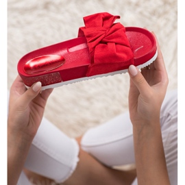 SHELOVET Pantuflas de ante con circonita cúbica rojo 4