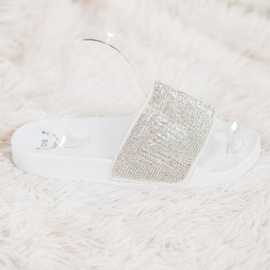 SHELOVET Zapatillas cómodas con circonita cúbica blanco 3
