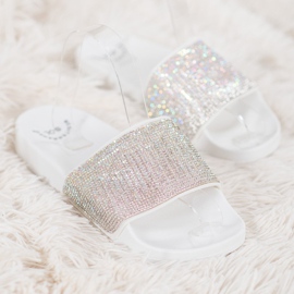 SHELOVET Zapatillas cómodas con circonita cúbica blanco 4