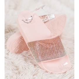 SHELOVET Zapatillas cómodas con circonita cúbica rosa 1