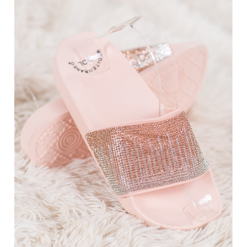 SHELOVET Zapatillas cómodas con circonita cúbica rosado 1